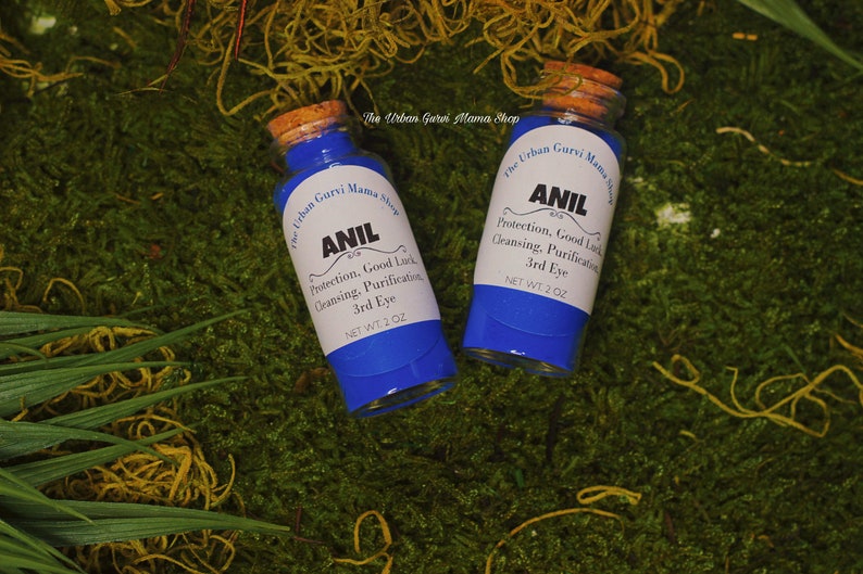 Blessed Anil Powder in Apothecary Corked Vial Hand-ground Bolsa De Añil Indigo Balls Hoodoo Blue 4 oz