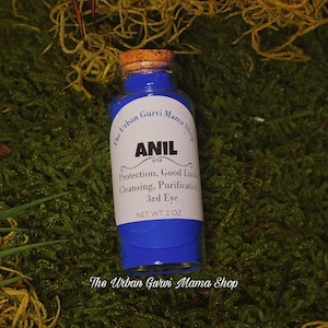 Blessed Anil Powder in Apothecary Corked Vial Hand-ground Bolsa De Añil Indigo Balls Hoodoo Blue 2 oz