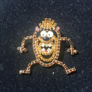 Taz - Tasmanian Devil Brooch w/Movable Arms and Legs Swarovski Crystals