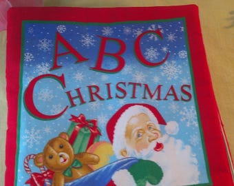 Vintage VIP Cranston Cloth ABC Christmas Book Fabric Panel Santa