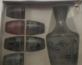 1950's Liqueur Service Verrerie Cristallerie D’Arques France 7 Pc MIB