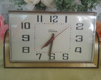 Vintage Telechron Electric Clock Art Deco MCM Kitchen Clock 1955