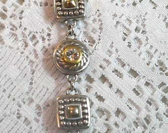 Retired Brighton Heiress Crystal Link Bracelet Two Tone Reversible 7"