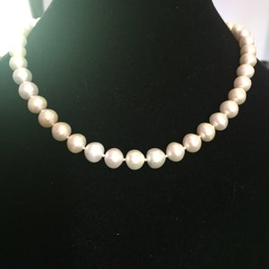 Antique Sterling Flower Box Closure On Faux Pearls 18&quot; Necklace
