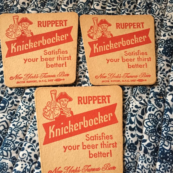 3 1950's RUPPERT KNICKERBOCKER BEER Coasters