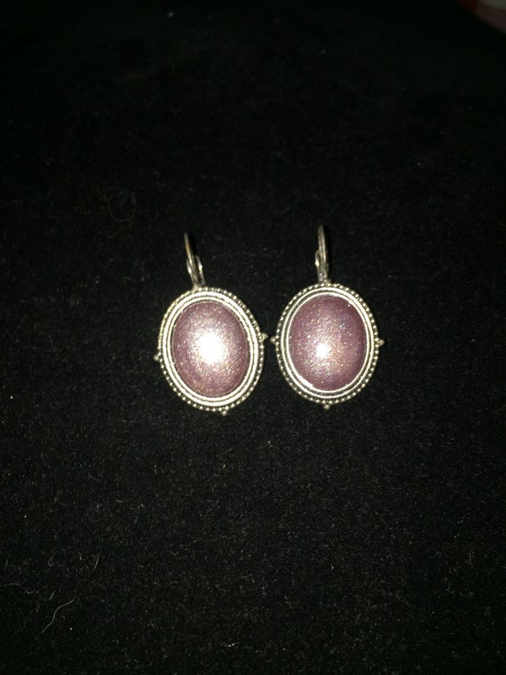 Vintage Purple Beaded Pierced Earrings
