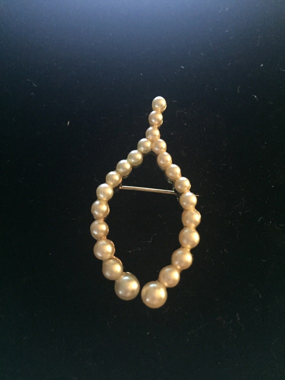 Antique Edwardian Wishbone Brooch w/Faux Pearls