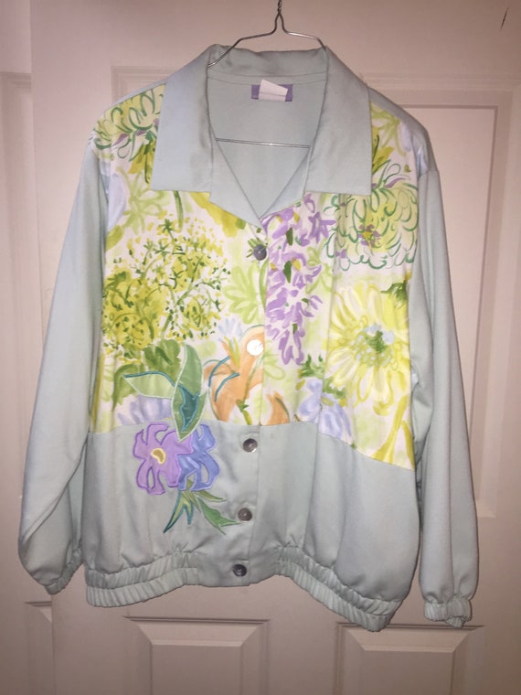 Vintage Southern Stitches and More Floral Jacket Size XL W/pockets 