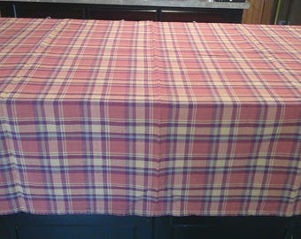 Vintage Harvest Plaid Tablecloth Linen & Things 46x48 Cotton