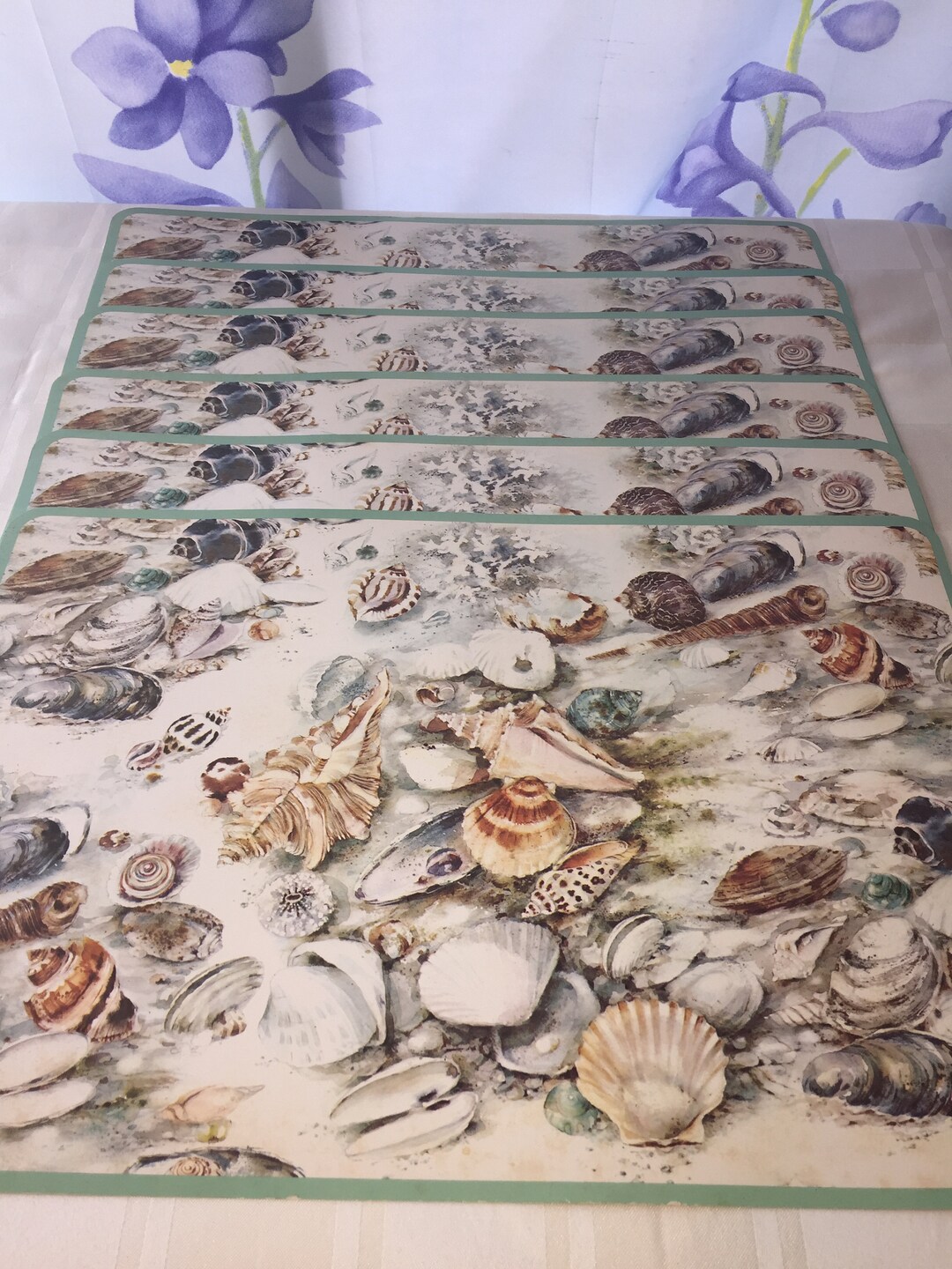 6 Vintage Cardboard Placemats SHELLS Etsy