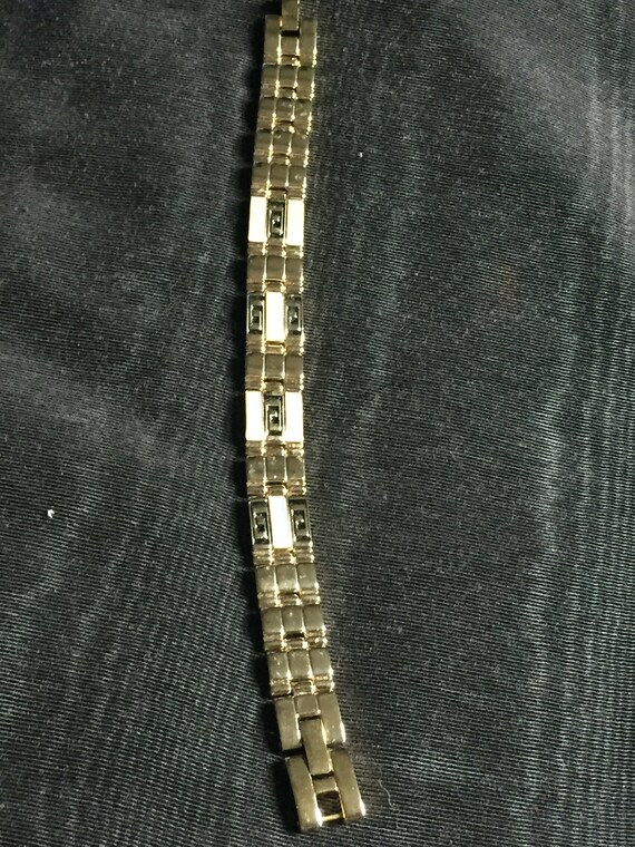 Gold Tone and Black Enamel Link Bracelet