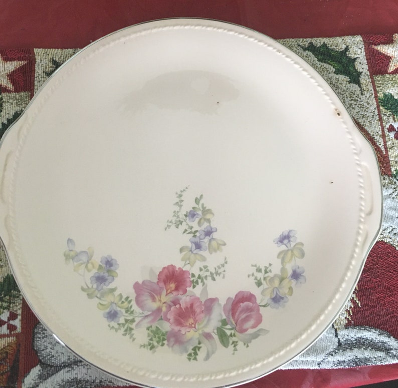 Smith /& Taylor Pink Platter 1937 Talor Free Shipping Plymouth Shape,Floral Spray