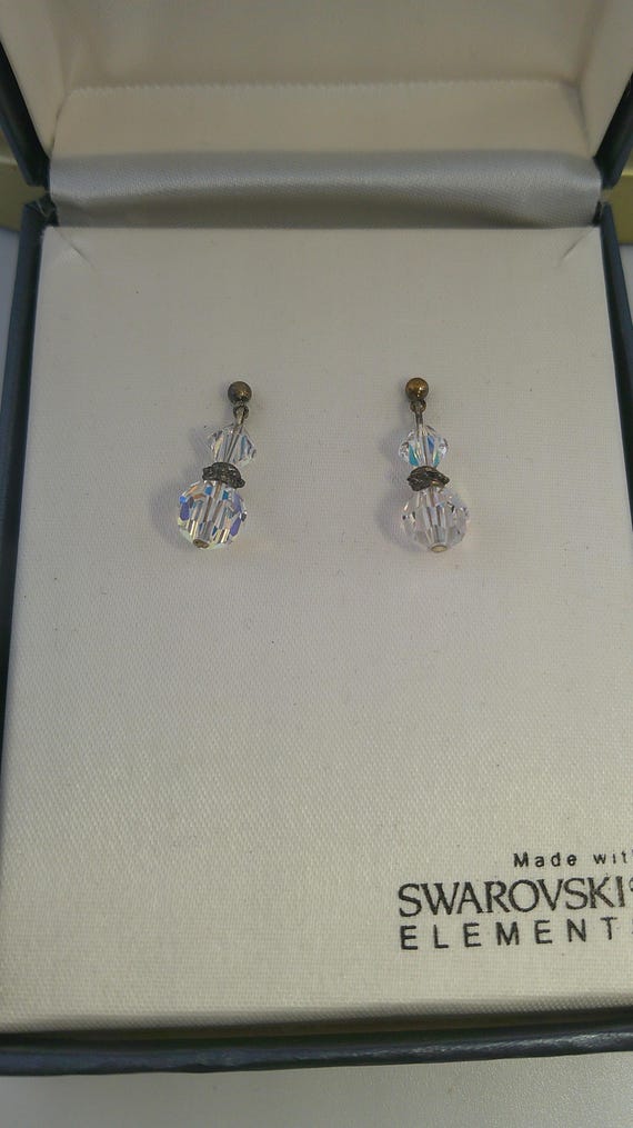 Vintage Swarovski Elements Dangle Drop Earrings P… - image 2