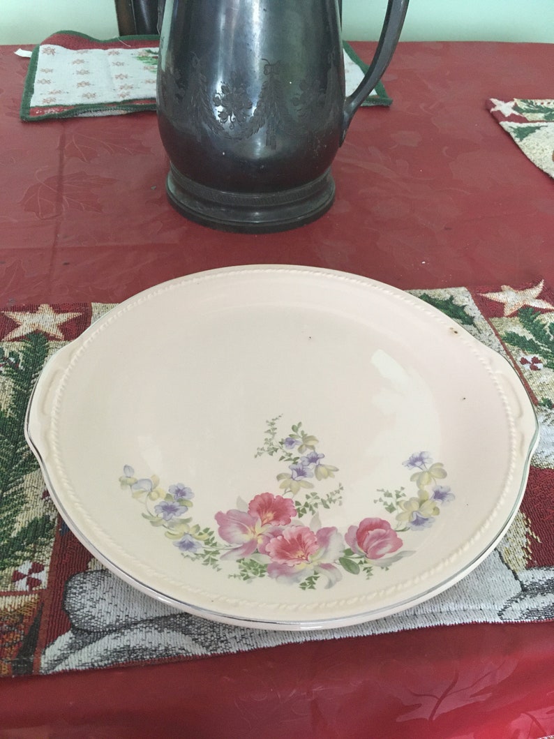 Smith /& Taylor Pink Platter 1937 Talor Free Shipping Plymouth Shape,Floral Spray