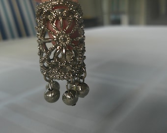 Vintage 1950s Lipstick Holder Ring Gold Tone Filigree Cage Vanity Accessory