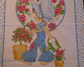 Vintage Valentine Australia Girl Tea Towel Blue Unused - 4
