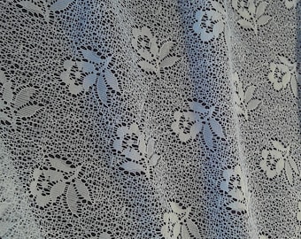 5 Vintage Floral Lace Curtain Panels Rod Pocket Beige