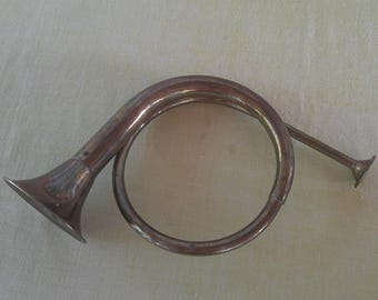 Vintage Brass & Copper Hunting Horn Rustic Lodge Decor 9.5 Inch