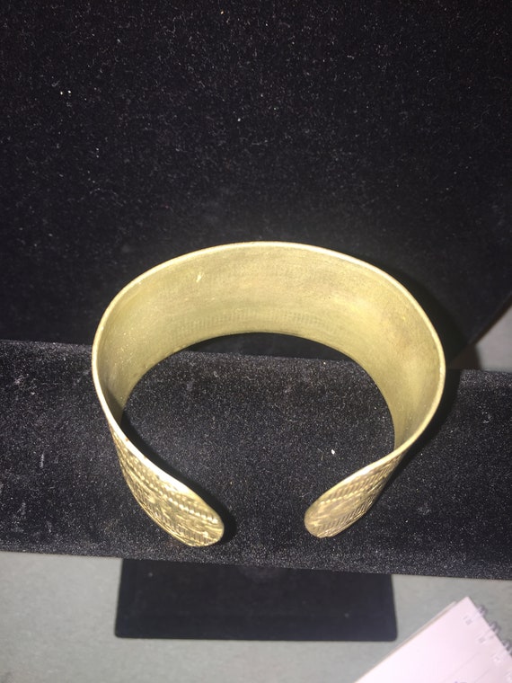 Antique Brass Engraved Cuff Bracelet - image 4