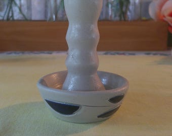 Vintage Williamsburg Pottery Salt Glaze Candlestick Cobalt Stoneware