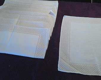 Vintage 1960s Tan White Cotton Napkins Set of 10
