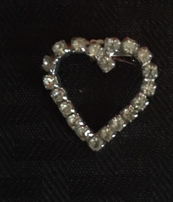 Vintage Heart Shaped Rhinestone Brooch