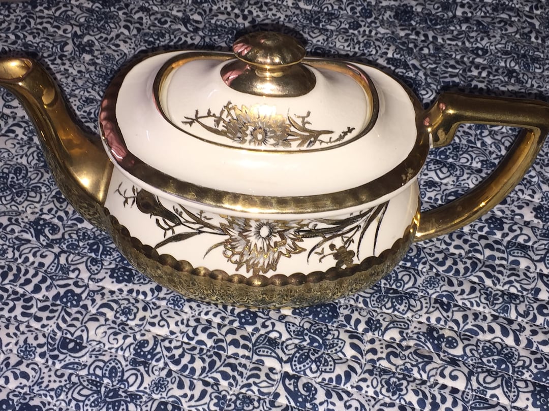 Vintage Heavy Gilded Gibson England Teapot N707 Etsy