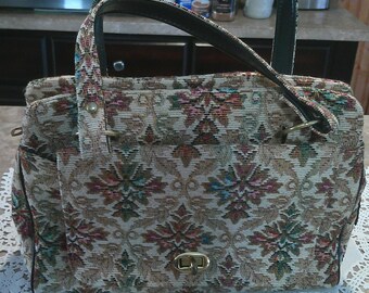 Vintage Floral Tapestry Handbag VOGUE Zipper Cottagecore