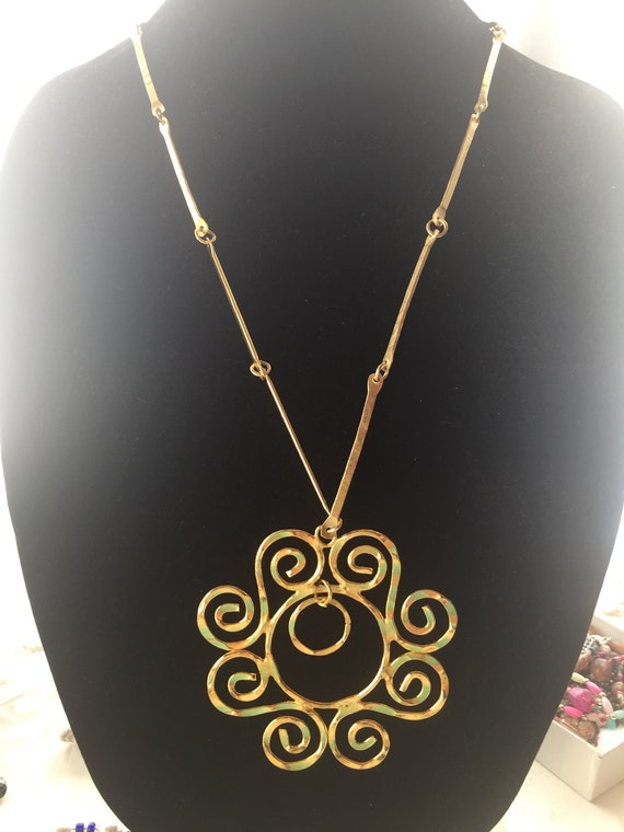 Large 1960's Gold Tone Necklace - Statement Piece