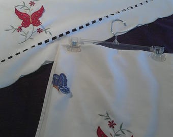 Vintage Butterfly Appliqué Curtains & Valance Set