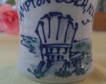 Vintage Great Bay Pottery Stoneware Votive Holder Beach Chair NH
