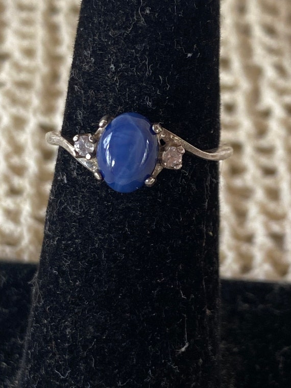 Vintage Sterling, Blue Star Sapphire and Diamond R