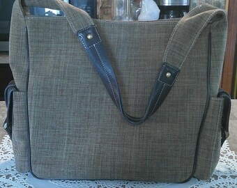 MAXX New York Taupe Tote Shopper Travel Bag Side Pockets