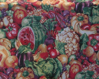 Vintage Wilton Court Fruit Vegetable Tablecloth 60x104 Cotton