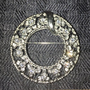 Vintage Round Rhinestone Brooch