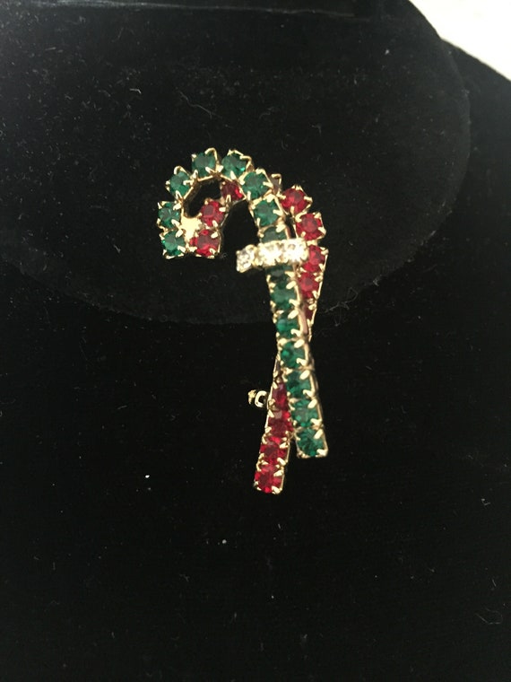 Vintage Red and Green Candy Cane Brooch