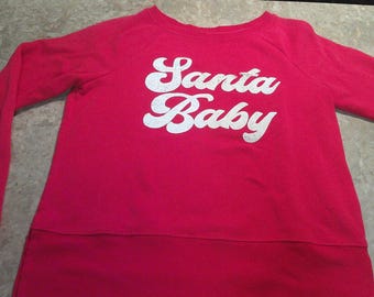 Grayson Threads Santa Baby Red Sweatshirt S Cotton Blend