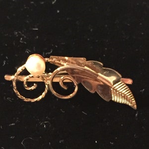 Antique 12Kt. G.F. Small Leaf Brooch Signed EKELUND 1910-1989