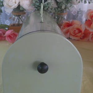 Vintage Sage Green Metal Bread Box Mailbox Style w/ Black Trim