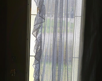 Vintage Protela White Lace Ruffled Curtains Pair Rod Pocket