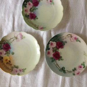 Antique 3 -1908 Thomas Serves Bavaria Hand Painted Bread Plates