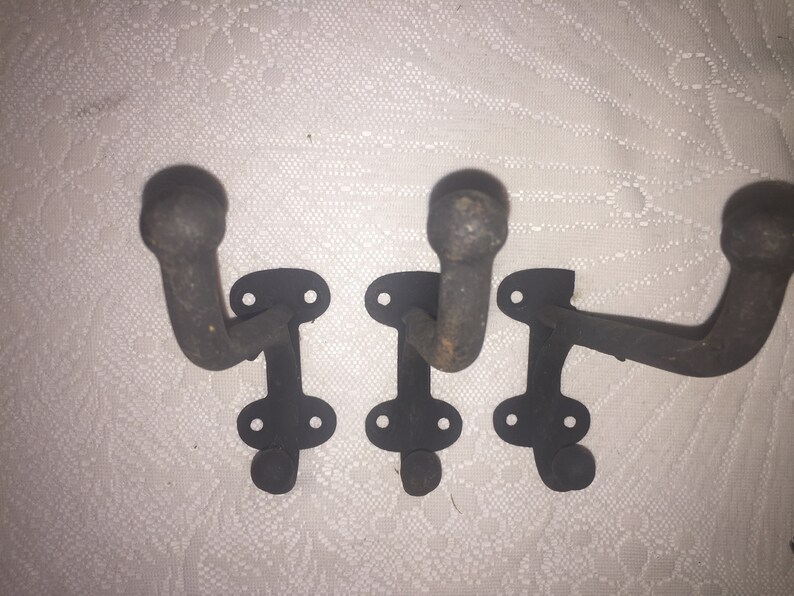 3 ANTIQUE Cast Iron Hooks Etsy