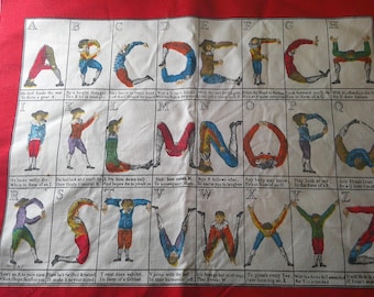 Paneles de tela con personajes del alfabeto vintage, 20 x 16, juego de 2