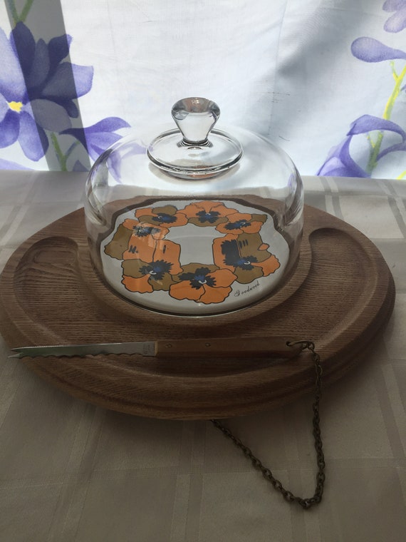 1960's GOODWOOD Cheese & Cracker Tray With Glass Cover and Etsy