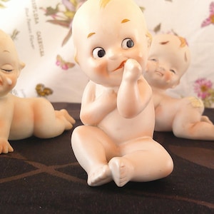 3 Antique Kewpie Porcelain Figurines Hand Painted