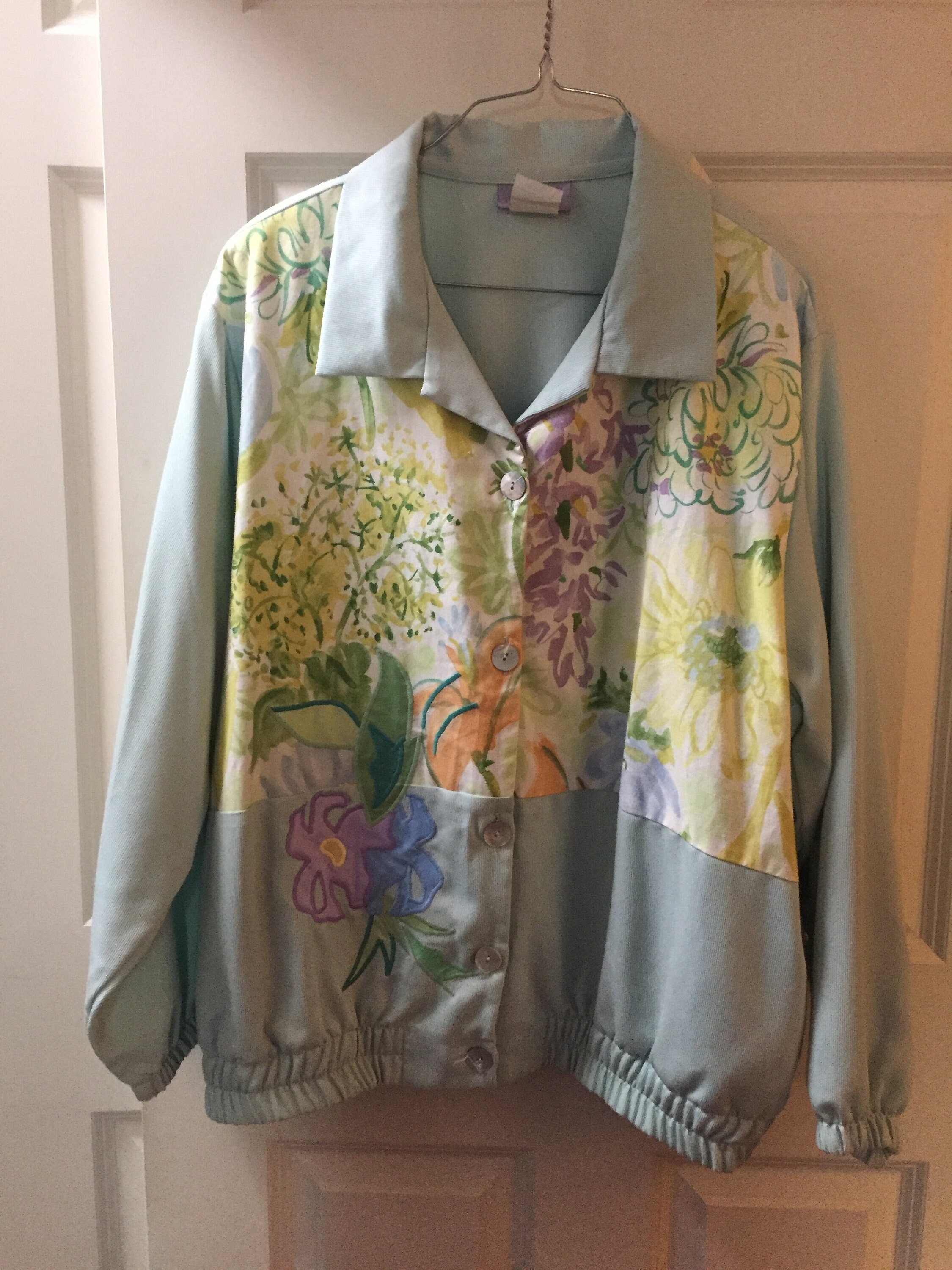 Vintage Southern Stitches and More Floral Jacket Size XL W/pockets 