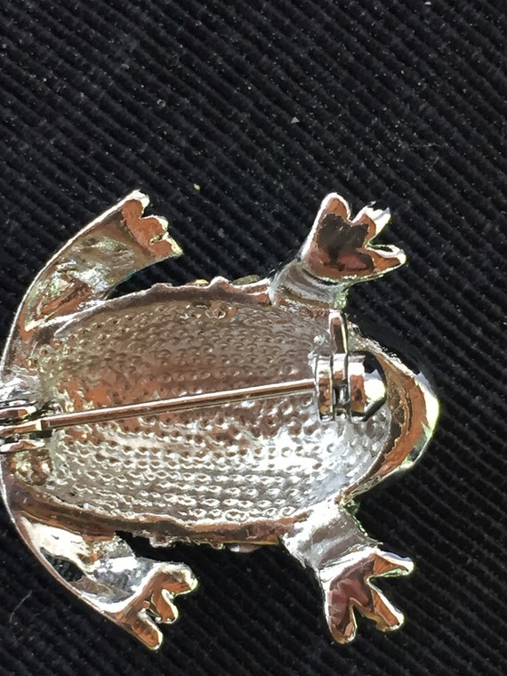 Antique Unmarked Rhinestone Frog Brooch, Lapel Pi… - image 3