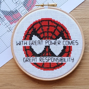 PDF - Spiderman mit großer Kraft Kreuzstich Muster Sofort Download