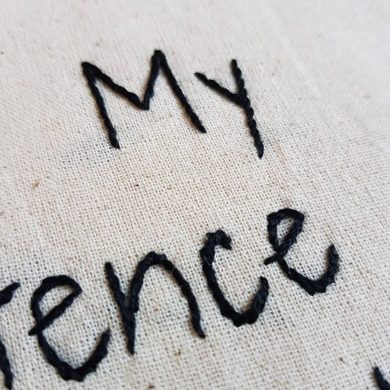 Hand embroidered feminist tote bag shopping bag made from recycled cotton