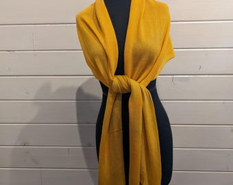 Hand Dyed Tencel Wrap Scarf, Lightweight Shawl in Golden Yellow